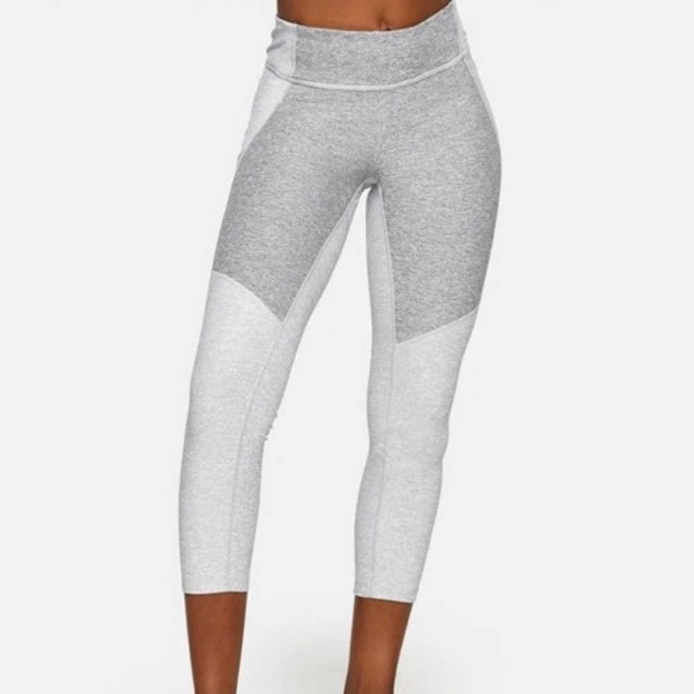 OUTDOOR VOICES Grey Mid-Rise Two Tone Warm-Up Leggings